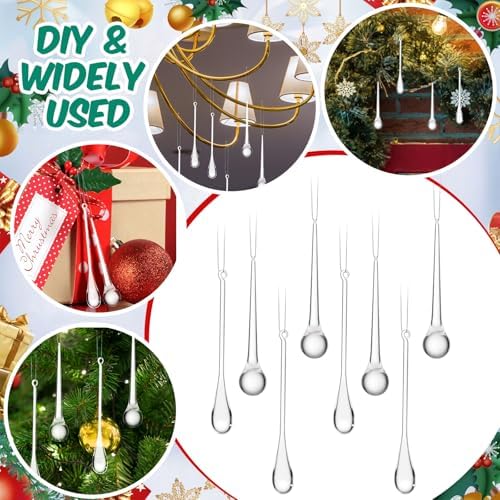 Syhood 100 Pcs Crystal Christmas Tree Ornaments, Waterdrop