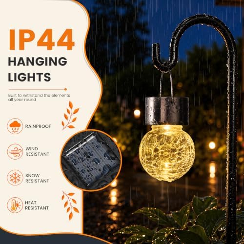 GIGALUMI Solar Lights Outdoor Hanging Lantern Garden Decor for Outside 16Pc