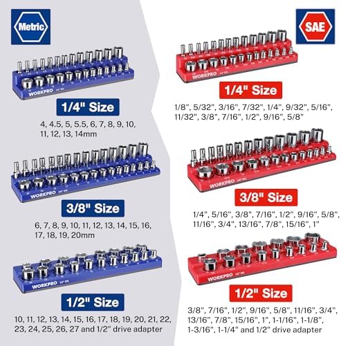 WORKPRO 8-Piece Magnetic Socket and Wrench Organizer Set