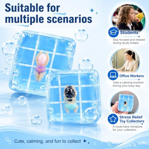 Meooeck 12 Pcs Pool Party Fidgets - Blue Putty with Swimmers Fidgets