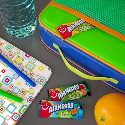 Airheads Mini SOURS Candy Bars,Sour Watermelon Punch,Blue Blast,and Lemon Berry Squeeze 12oz Variety Bag,(Pack of 2)