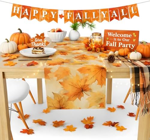 Thanksgiving Decorations - Fall Leaves Table Runner