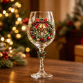 Christmas 3D Wine Glass Collection Gift Box Set, 3D Christmas Wine Glasses,Raised Holiday Goblet with Snowflake Decor,Festive Glassware,Holiday Party Decor,Wines & Cocktails,Table Decor (1pcs F)