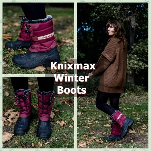 Knixmax Women's Waterproof Mid-Calf Winter Snow Boots US 6-11