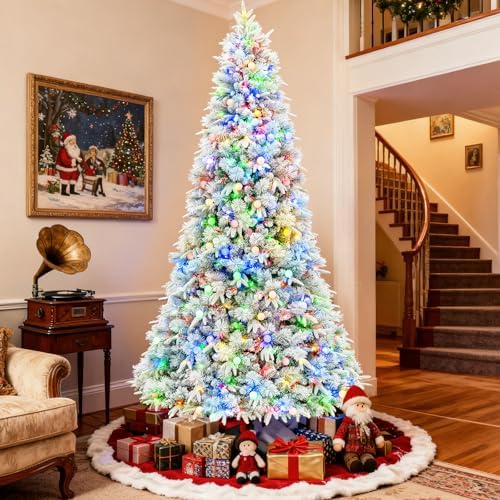 Hykolity 12ft Prelit Christmas Tree with 850 Warm White & Multicolor LEDs