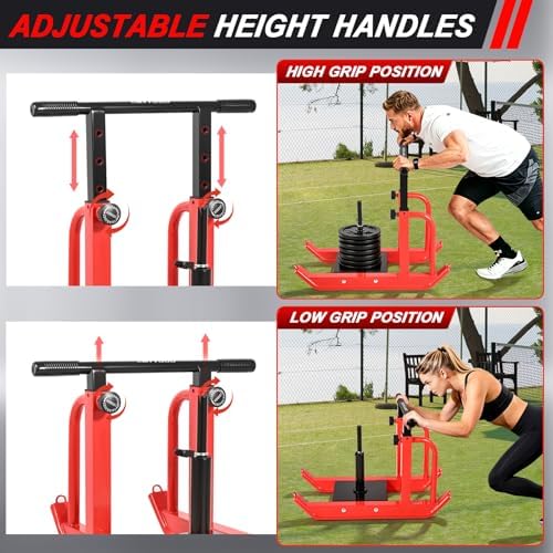 Heavy-Duty Training Sled, 5-Level Height Adjustment, Push/Pull Dual-Use