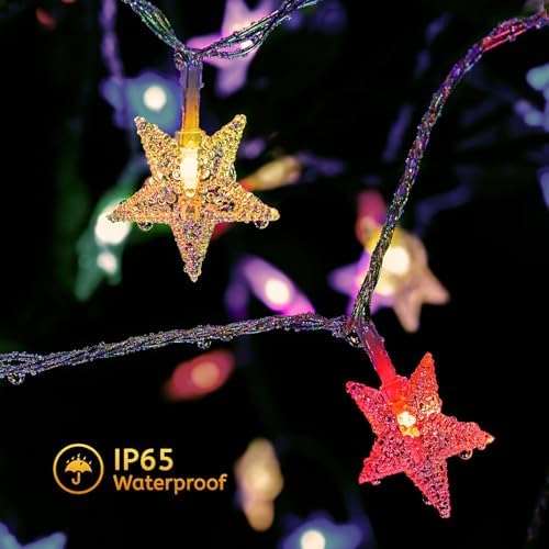 Minetom Star String Lights Battery Operated - 17 ft 50 LED Color Changing Star Fairy Light with Remote and Timer, 16 Single Colors and 7 Modes Starry Lights for Bedroom Dorm Christmas Halloween Decor