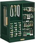 SONGMICS Jewelry Box Organizer, 360° Rotating, 5 Drawers, Forest Green