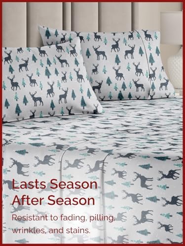 Christmas Sheet Set, Christmas Reindeer, Holiday Xmas Bedding Set - Full