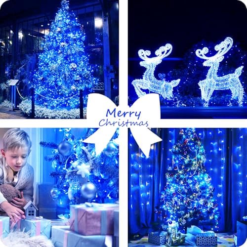 2 Pack 200 LED Battery Operated String Lights, Twinkle Fairy Lights Blue