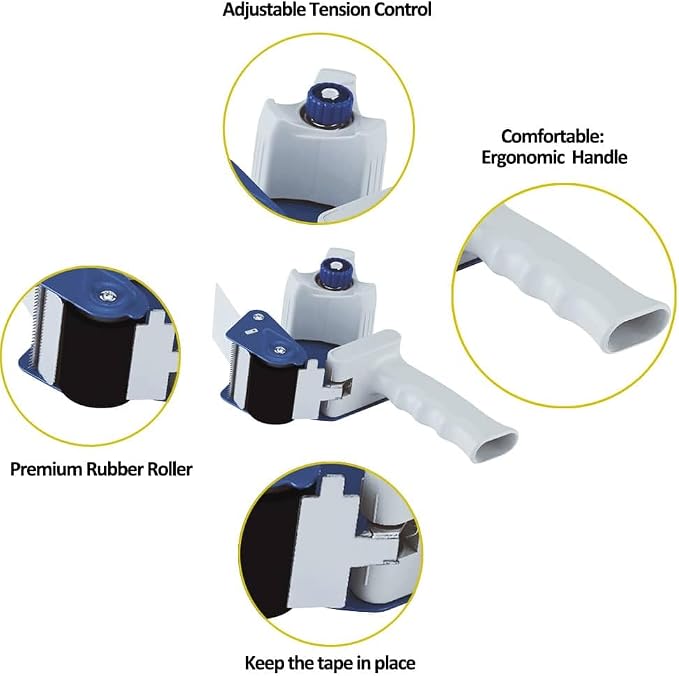 PERFECTAPE 3 Inch Wide Heavy Duty Tape Gun, 4-Pack | used for 3" Heavy Duty Packing Tape, Comfortable Handle, Sharp Blade for Packaging, Shipping and Moving