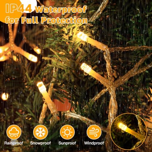 Guhope Christmas String Lights 600LED 98FT, Waterproof String Lights with Remote and Timer, 8 Modes Dimmable Christmas Lights for Indoor Outdoor Classroom Bedroom Party Decorations (Warm White)
