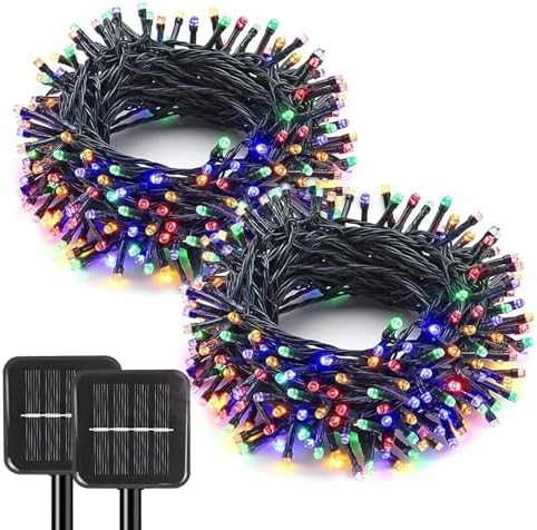 SyouHome Solar String Lights Outdoor, 2 Pack 200 LED Solar Christmas Lights