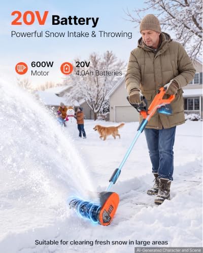 VEVOR Electric Snow Shovel 20V 12" Battery-Powered Cordless Snow Blower
