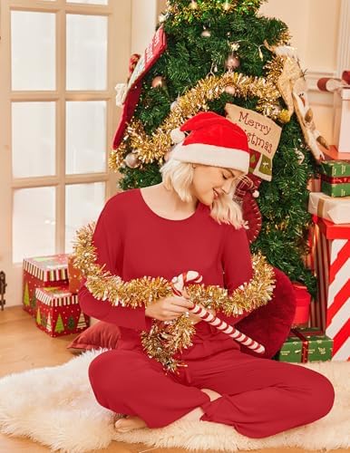 Ekouaer 2 Pack Womens Pajama Sets Long Sleeve Long Pants Pjs Loungewear