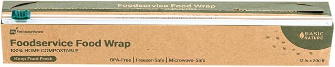 Restaurantware Basic Nature 12" x 200' Food Wrap 1 Microwavable Cling Wrap - With Built-In Slide Cutter Freezable Clear Plastic Kitchen Food Wrap Durable For Restaurant Cafes And Delis