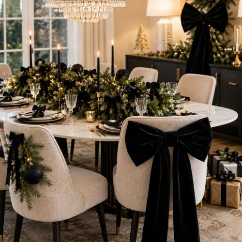 Knitgrip 49 Pcs Black Christmas Tree Decoration Set with Velvet Bow Ball