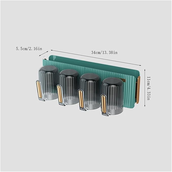 Toothbrush Rack Plastic Wall Mounted Toothbrush Holder Bathroom Green Orange Toothpaste Holder Adhesive Storage Box Bathroom Toothbrush Holder(B), S34cm