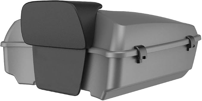 Advanblack Road Glide Tour Trunk Pack Charcoal Denim Chopped Tour Trunk Pack Backrest Pad for '97-'25 Harley Touring Road King Street Glide Electra Glide CVO models