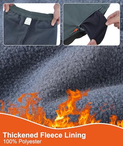 Boys Snow Pants Kids Fleece Lined Thermal Winter Hiking Pants Waterproof Softshell Elastic Waist Outdoor Cold Weather