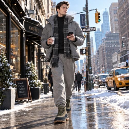 Wondamo Men's Snow Boots Lightweight Waterproof Winter Cold Weather Shoes