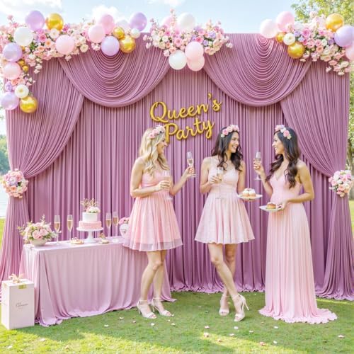 10x10 Dusty Pink Backdrop Curtain for Parties Wedding Wrinkle Free Pink Photo Curtains Backdrop Drapes Fabric Decoration for Birthday Party Baby Shower 5ft x 10ft,2 Panels