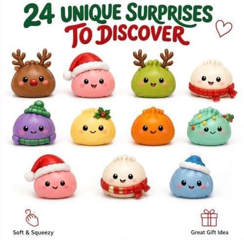 2026 Advent Calendar, Christmas Squishies advent Calendar with 24 Pieces Red