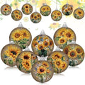 Outus 16 Pcs Vintage Summer Sunflower Ornaments Balls for Tree Summer Flower Decorations Sunflower Ornaments Farmhouse Floral Hanging Spring Decor for Small Tree Home Party Craft Decor