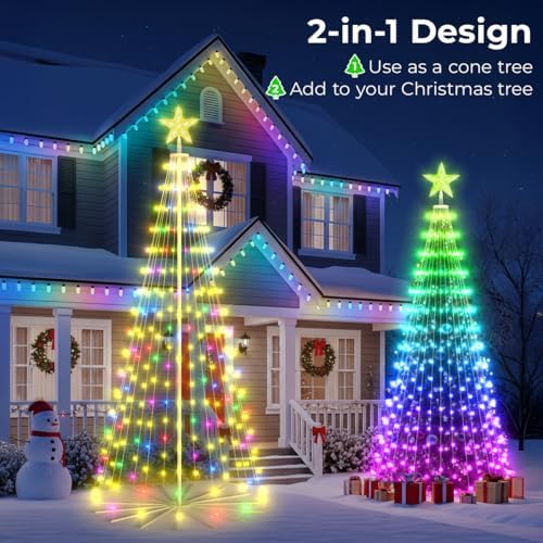 Avatar Controls 9FT Smart LED Outdoor Christmas Tree, RGB Cone Tree Lights