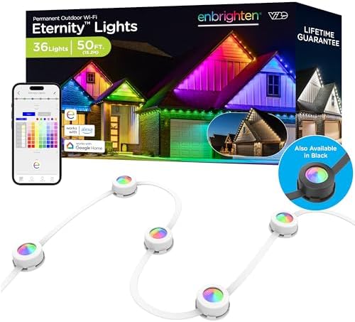 Enbrighten Eternity Permanent Outdoor Lights, 50ft, 36 Lights