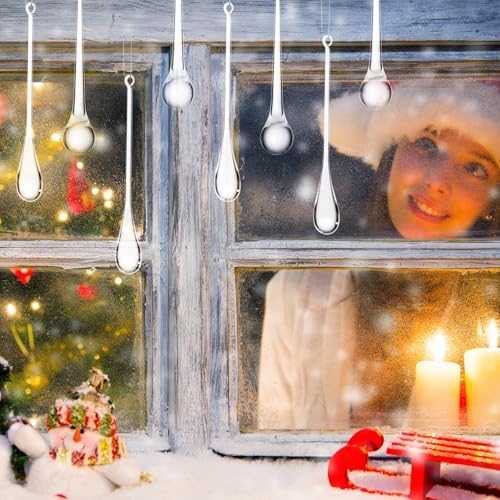 Syhood 100 Pcs Crystal Christmas Tree Ornaments, Waterdrop