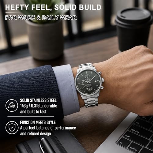 Stylish Stainless Steel Men's Watches with Functional Chronograph Subdials