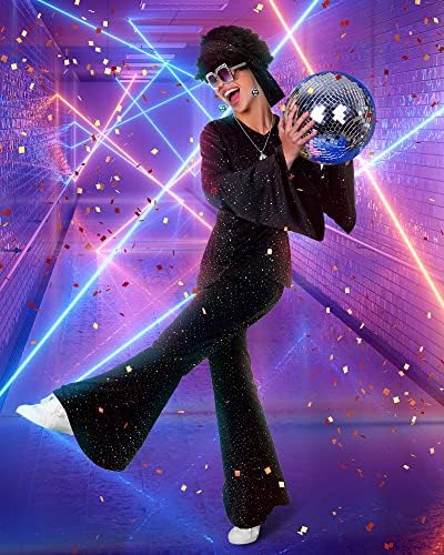 Jexine 70s Disco Outfit Women Sequin Sparkly Costume