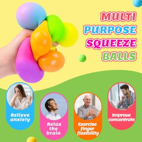 Stress Balls 4 Pack for Adults and Kids, Color Changing Squeeze Toys