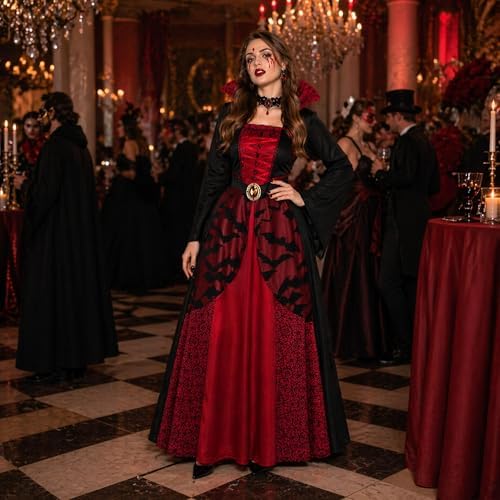 Vampire Costume for Women Gothic Vampire Witch Dress Halloween Adult