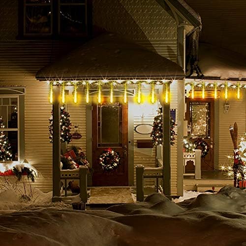 Warm White Icicle Lights Outdoor for Christmas New Year Party Yard Decor