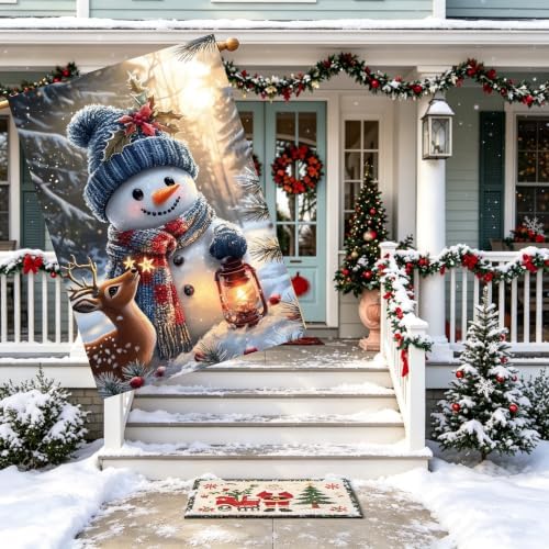 Large Winter Christmas House Flags for Outside 28 x 40 Double Sided