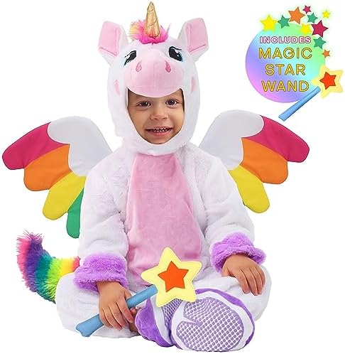 Spooktacular Creations Halloween Unicorn Costume Toddler, Unicorn Costume Girls with Wings and Star Wand for Dress up Party