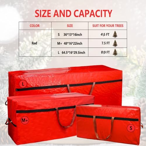 WFK 9FT Large Christmas Tree Storage Bag Waterproof Xmas Tree Bag Red