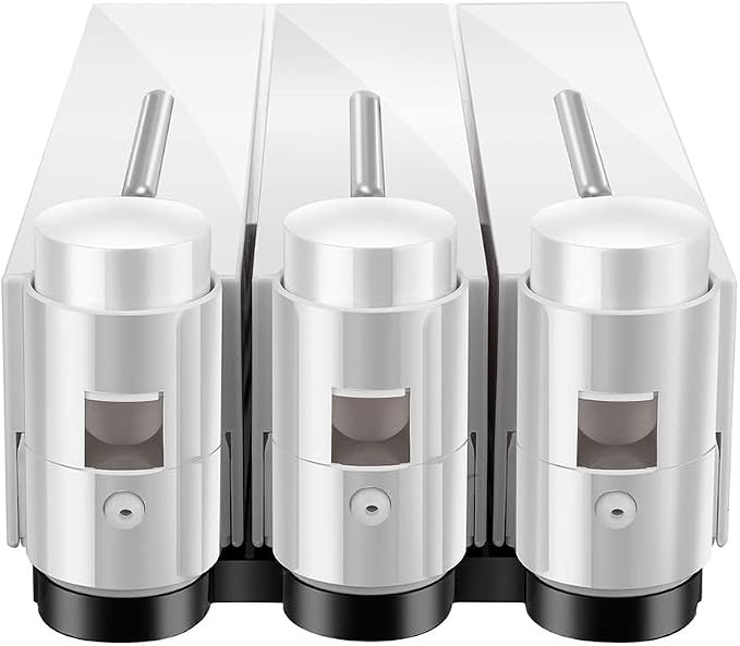 Liquid Soap Dispenser Wall Mount, 1 Chamber Bathroom Shower Pump Dispenser,Press Manually Lotion Soap Dispenser Use for Shampoo, Soap, Conditioner, Shower Gel, for Bathroom Kitchen Hotel (White)