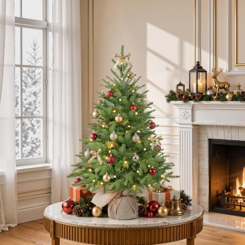 Alupssuc 2ft Prelit Artificial Small Christmas Tree with Warm White Lights