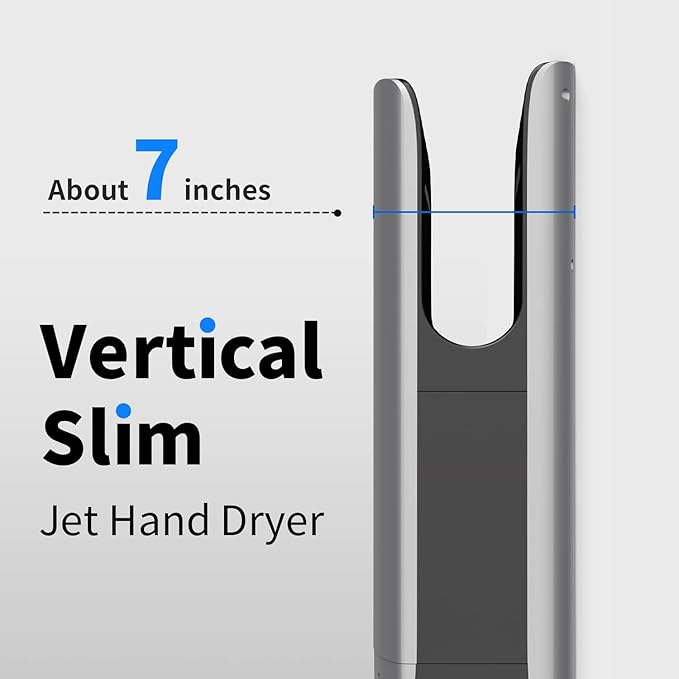 AIKE HEPA Filtered Vertical Hand Dryer Slim, 110-130V Silver Model AK2065