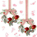 Syhood 2 Pcs 9 Inch Mini Valentine's Day Red Rose Wreaths