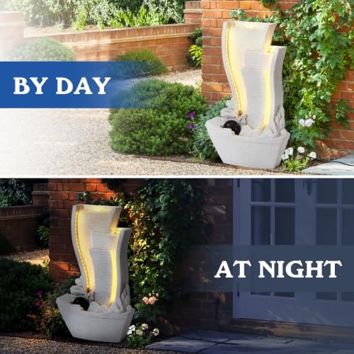 Garden Water Fountain Outdoor, Waterfalls Fountains with LED Light