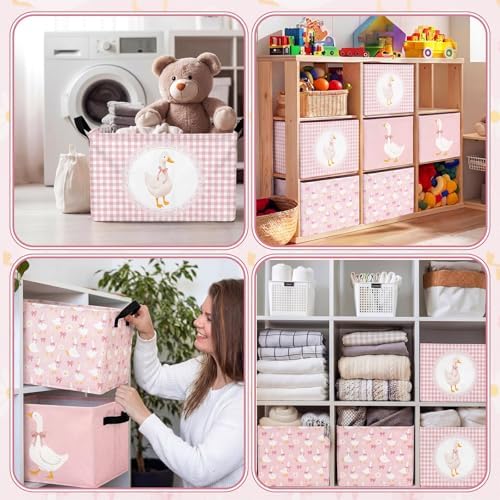 CHENGU 6 Pack Pink Silly Goose Storage Bin Cute Collapsible Storage Basket