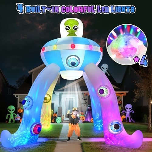 Kalolary 12FT Halloween Inflatables Archway UFO Alien