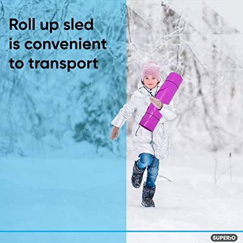 Superio Snow Slider Mat, Flexible Snow Sled Flying Carpet, Roll up Sleds for Kids and Adults 54" Lightweight Plastic Snowboard Sled (Pink), 6 Pack
