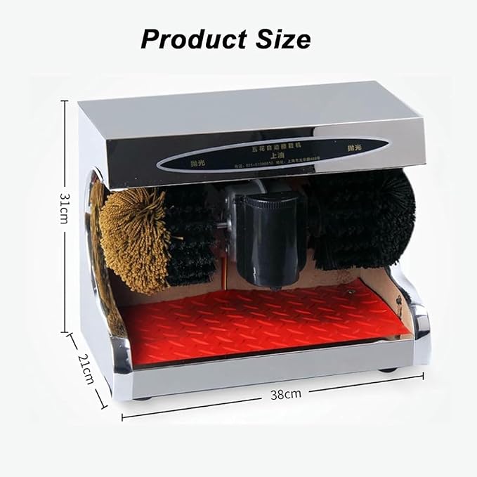 Electric Shoe Shine Polisher, Commercial Automatic Shoe Polishing Machine with Double Combination Brush for Hotel Entrance Hall