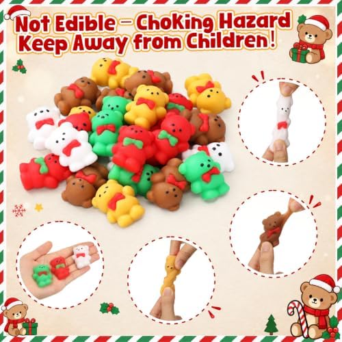 Thenshop 30 Pcs Christmas Teddy Bear Ball Bulk 5 Style Bear Party Favors