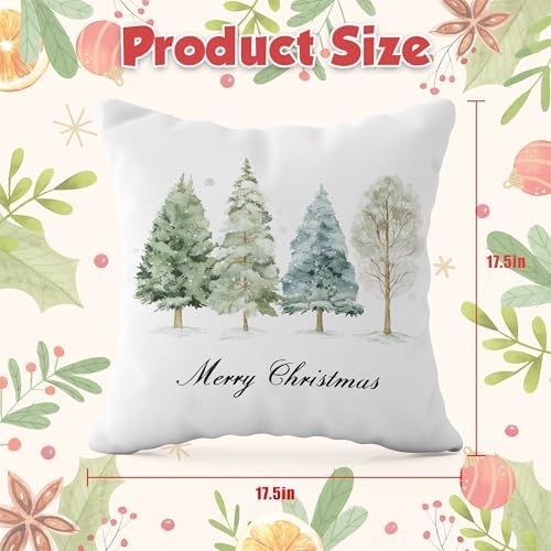 OHOME Christmas Pillows Covers 18x18 Inch - Christmas Party Decorations | Navidad Trees Throw Pillows - Xmas Decorations Favors Decor Indoor Outdoor for Couch Room Office Parlor Bedding,2 PCS